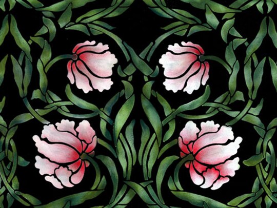 12-Inch Arts and Crafts Tulip All Over Wall Stencil | 3712A by Designer Stencils | Reusable Art Craft Stencils for Painting |